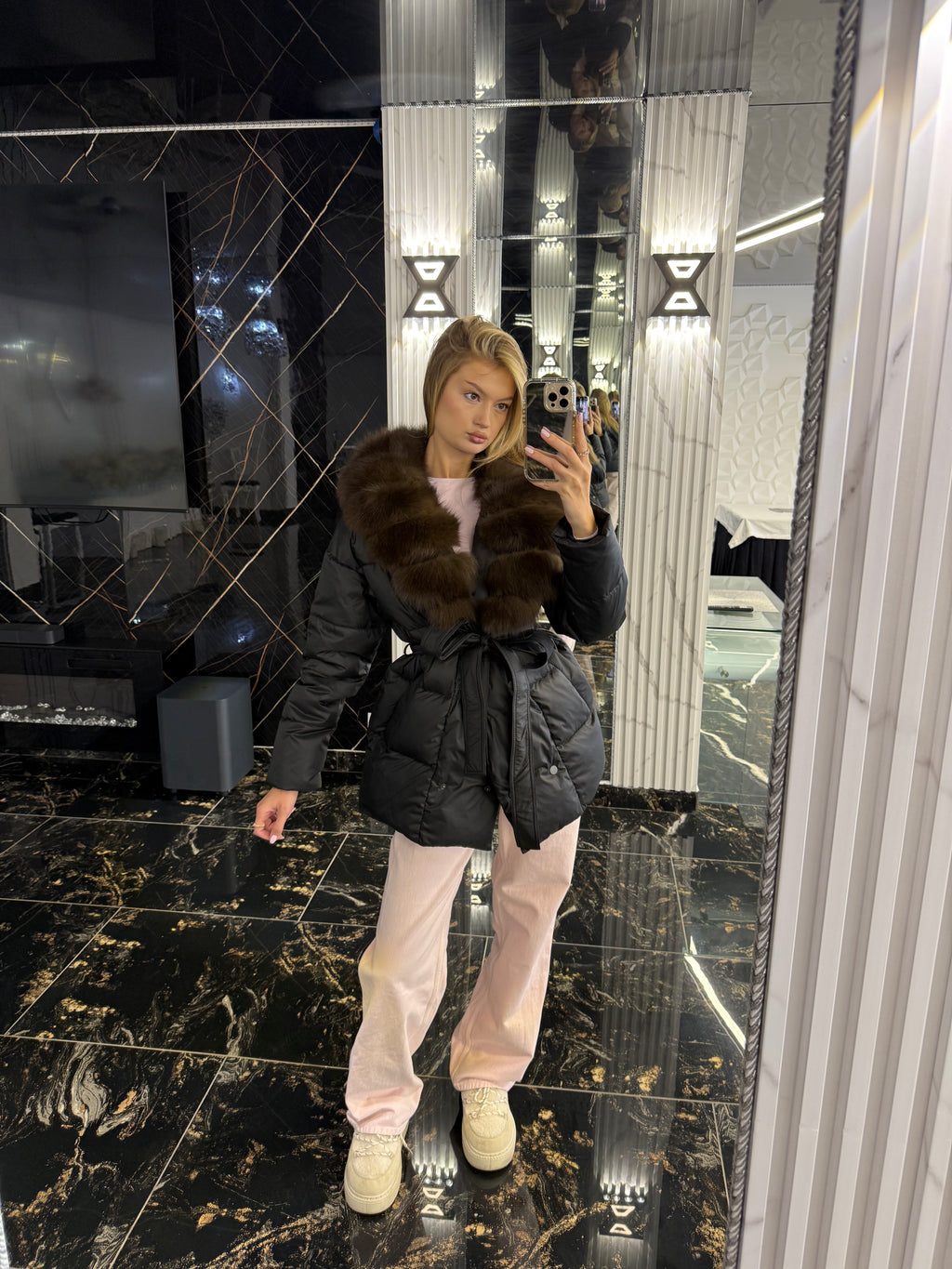 Midi puffer (detachable fur)