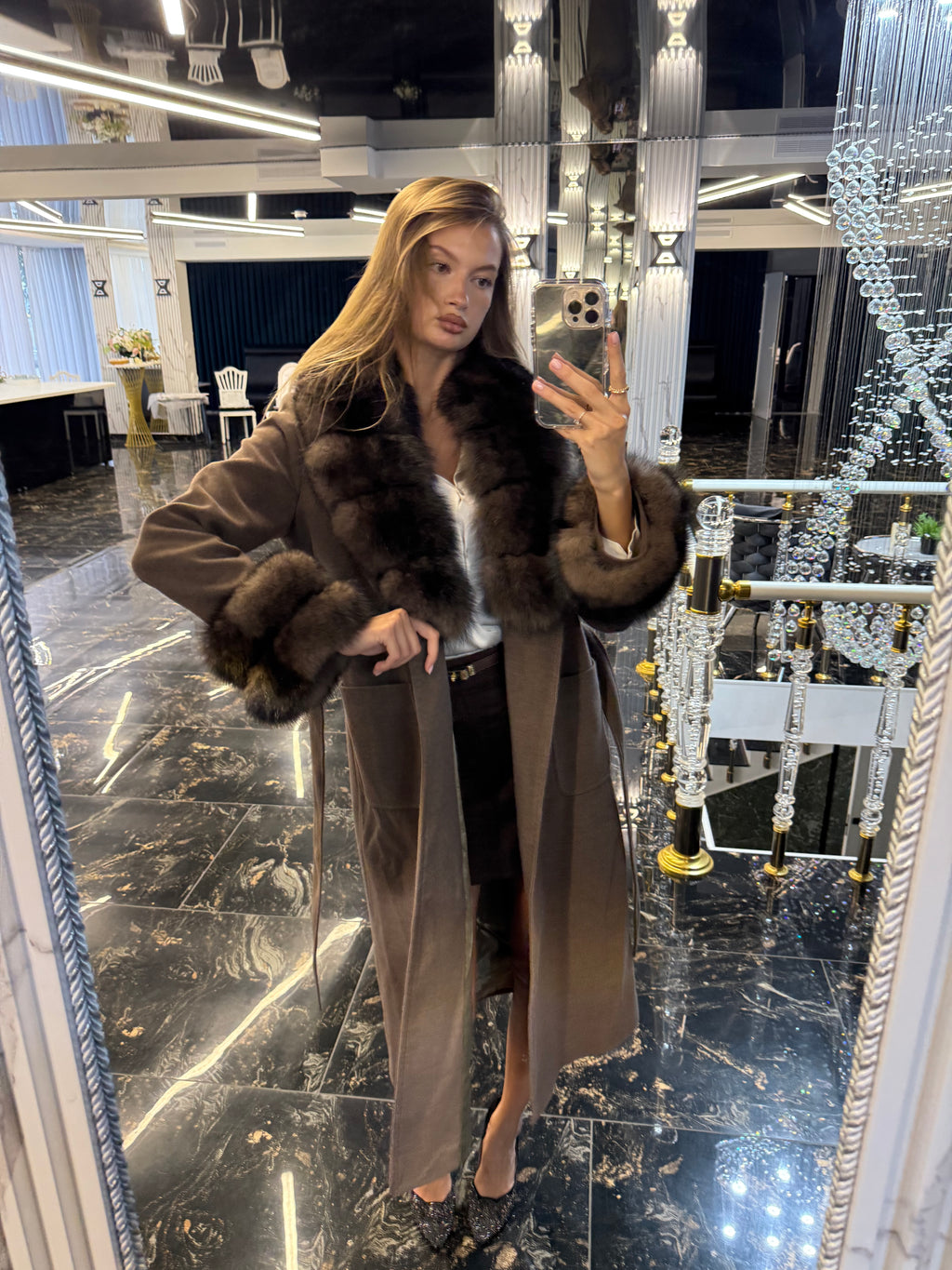 Mur cafe cashmere (detachable fur)