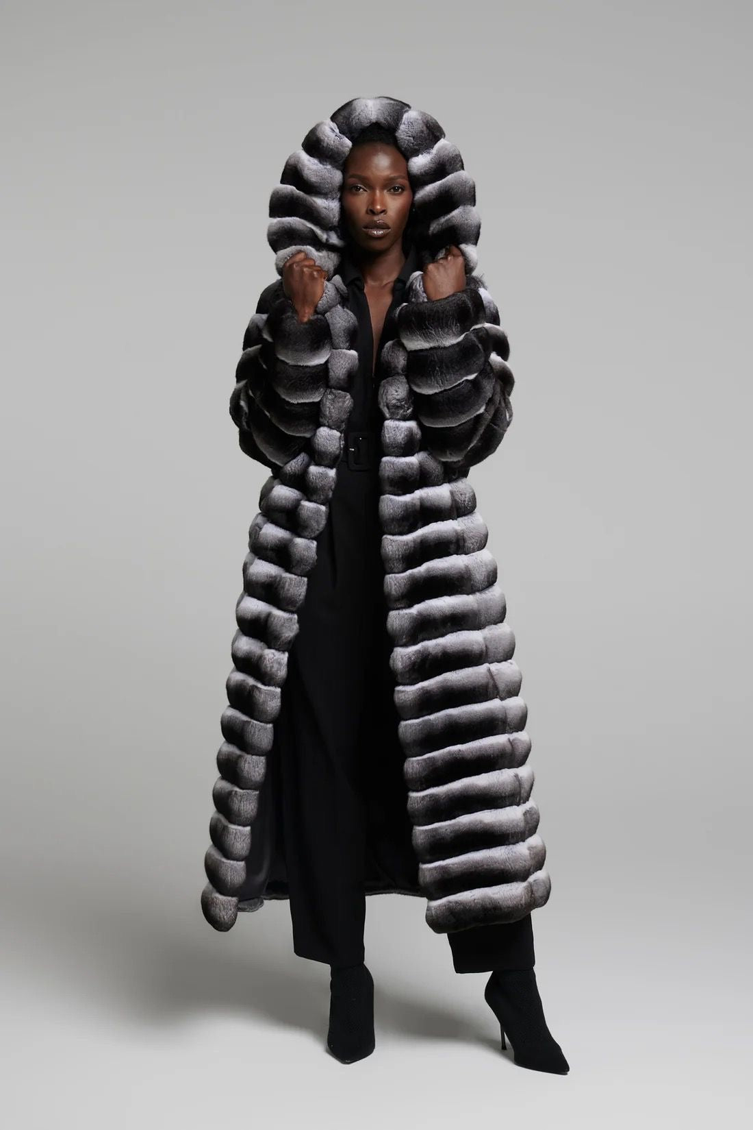 Rex chincilla black hood 120cm