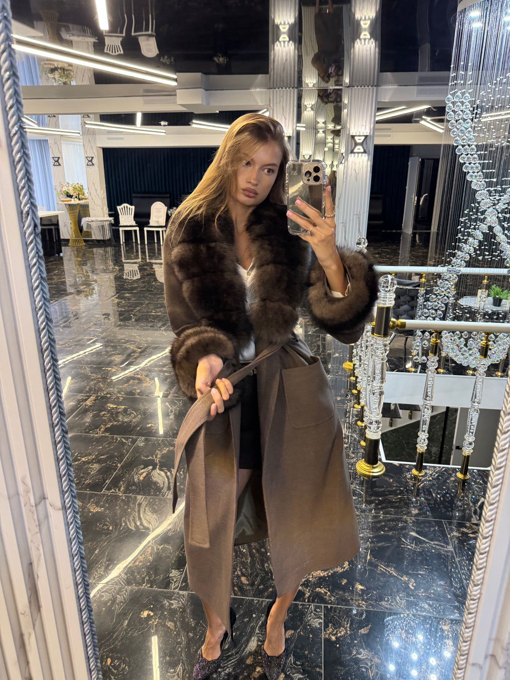 Mur cafe cashmere (detachable fur)