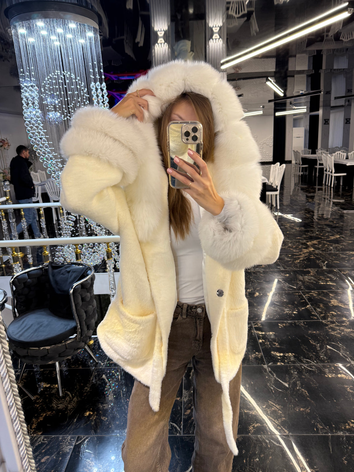 Cute white alcantara