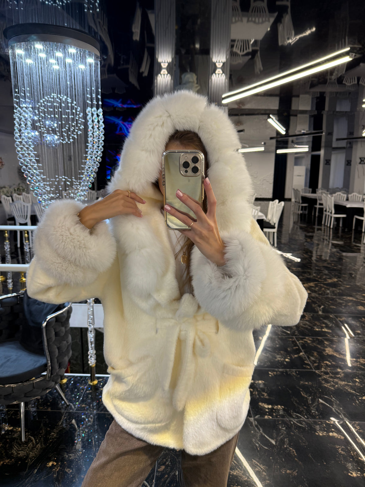 Cute white alcantara