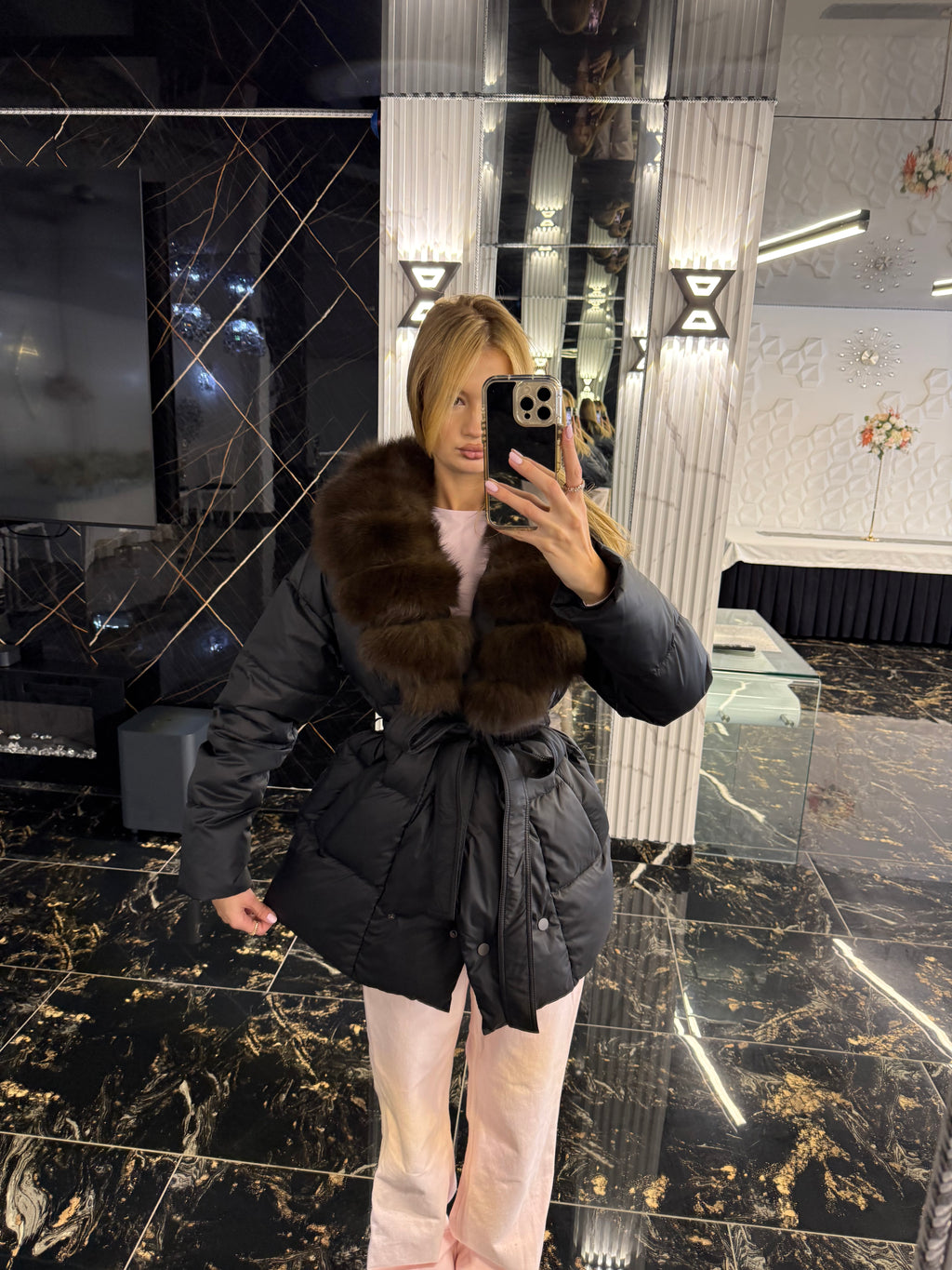 Midi puffer (detachable fur)