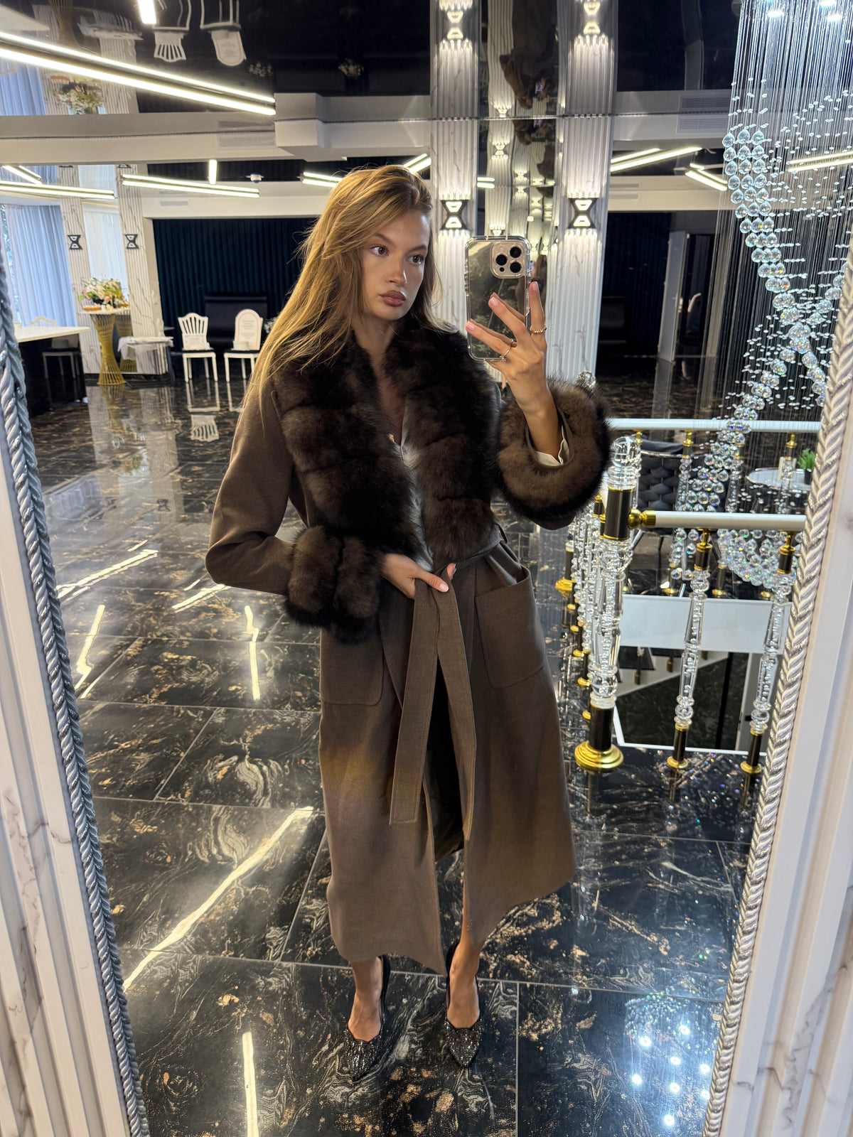 Mur cafe cashmere (detachable fur)