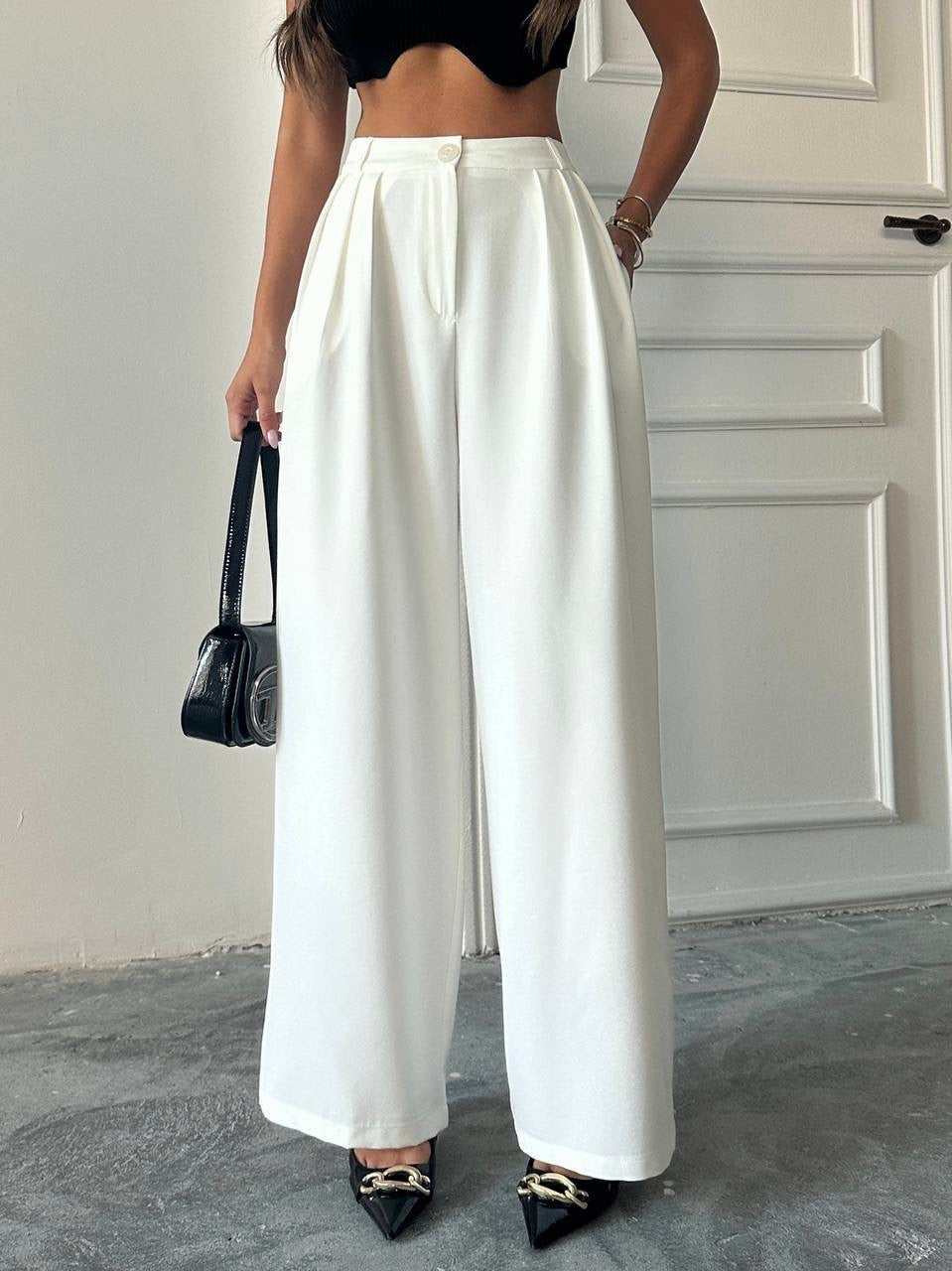 Pantaloni baggy (alb,negru)